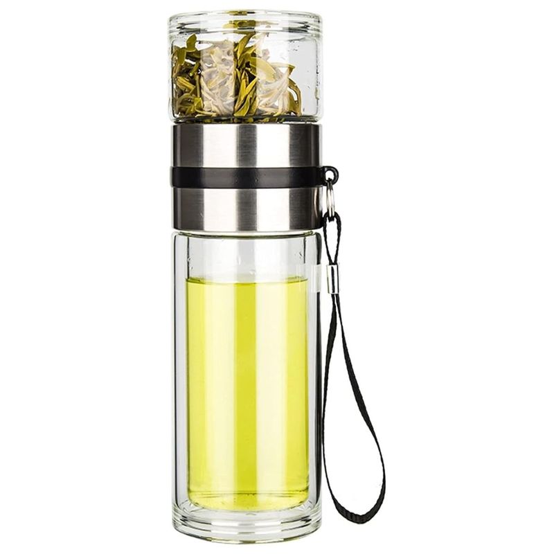 BAZUCA - Botella Termica con Filtro para Té e Infusiones de Vidrio Doble 400 ml