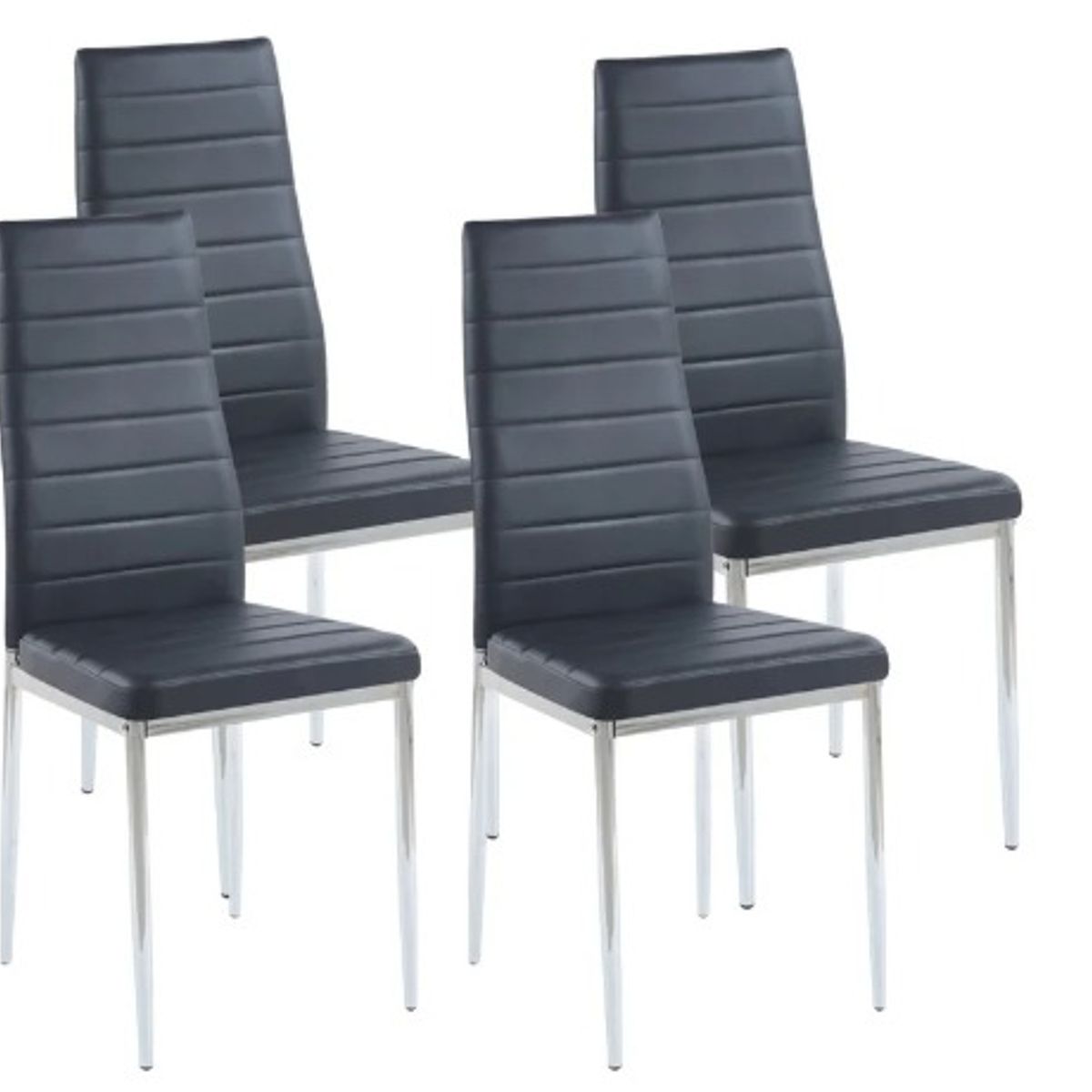 GENERICO - Pack 4 Sillas Dining Liana con patas cromadas - Negras