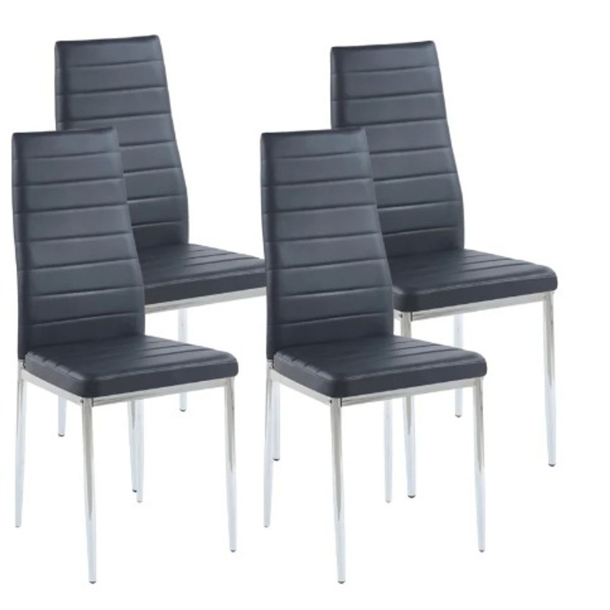 GENERICO - Pack 4 Sillas Dining Liana con patas cromadas - Negras