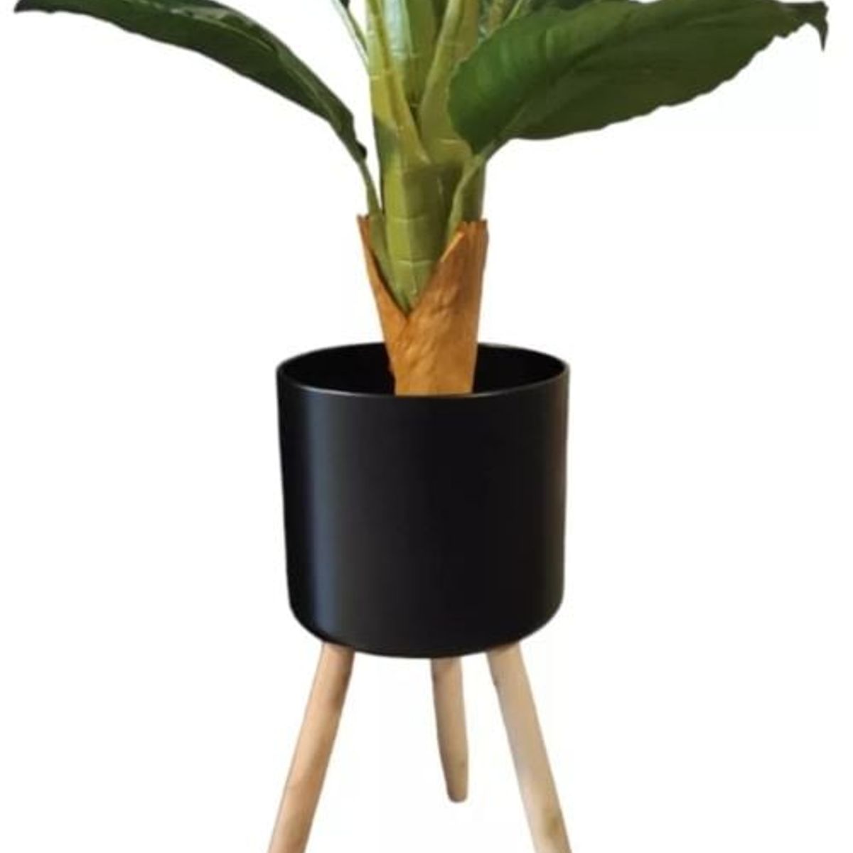 GENERICO - Set 3 Maceteros  Base Madera Negro