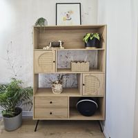 Estante Librero De Ratán Top Living Jaipur con Cajones