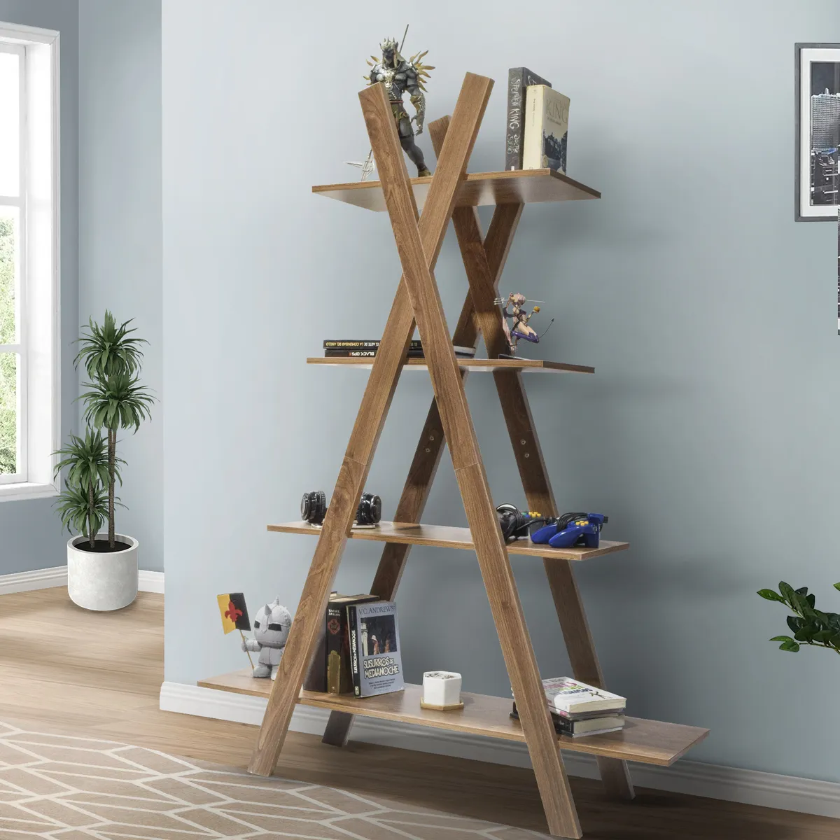 RELAN - Estante Librero Triangular Top Living Uluan Estilo Rústico