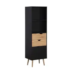 RELAN - Estante Librero Top Living Gotemburgo Black Nórdico con Cajones
