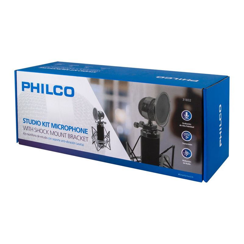 PHILCO - MICRÓFONO DE ESTUDIO CON SOPORTE  NOISE REDUCTION OPEN BOX