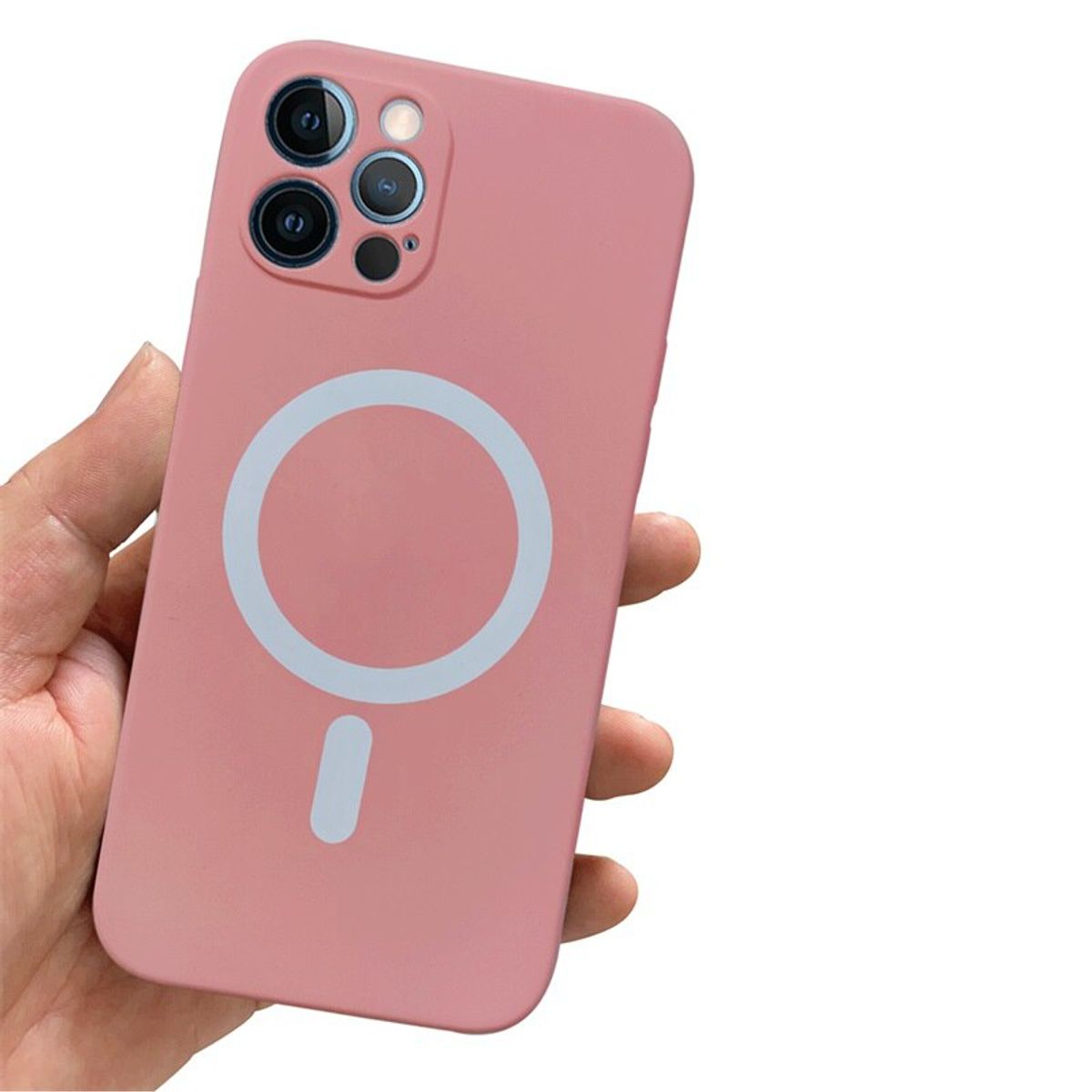 GENERICO - Funda magsafe de silicona para iPhone 13 / Rosado