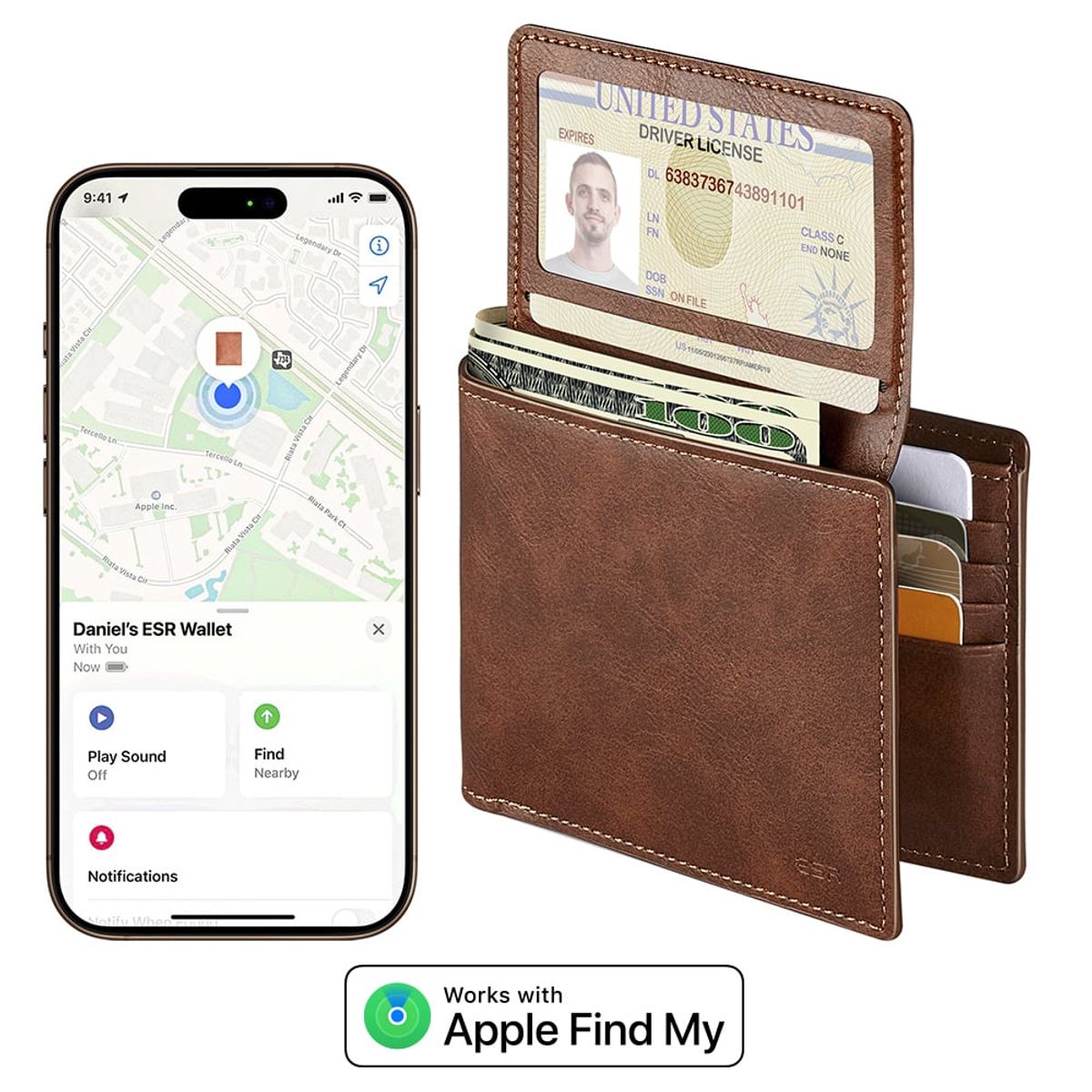 ESR - Billetera ESR Classic Geo Wallet Find My GPS