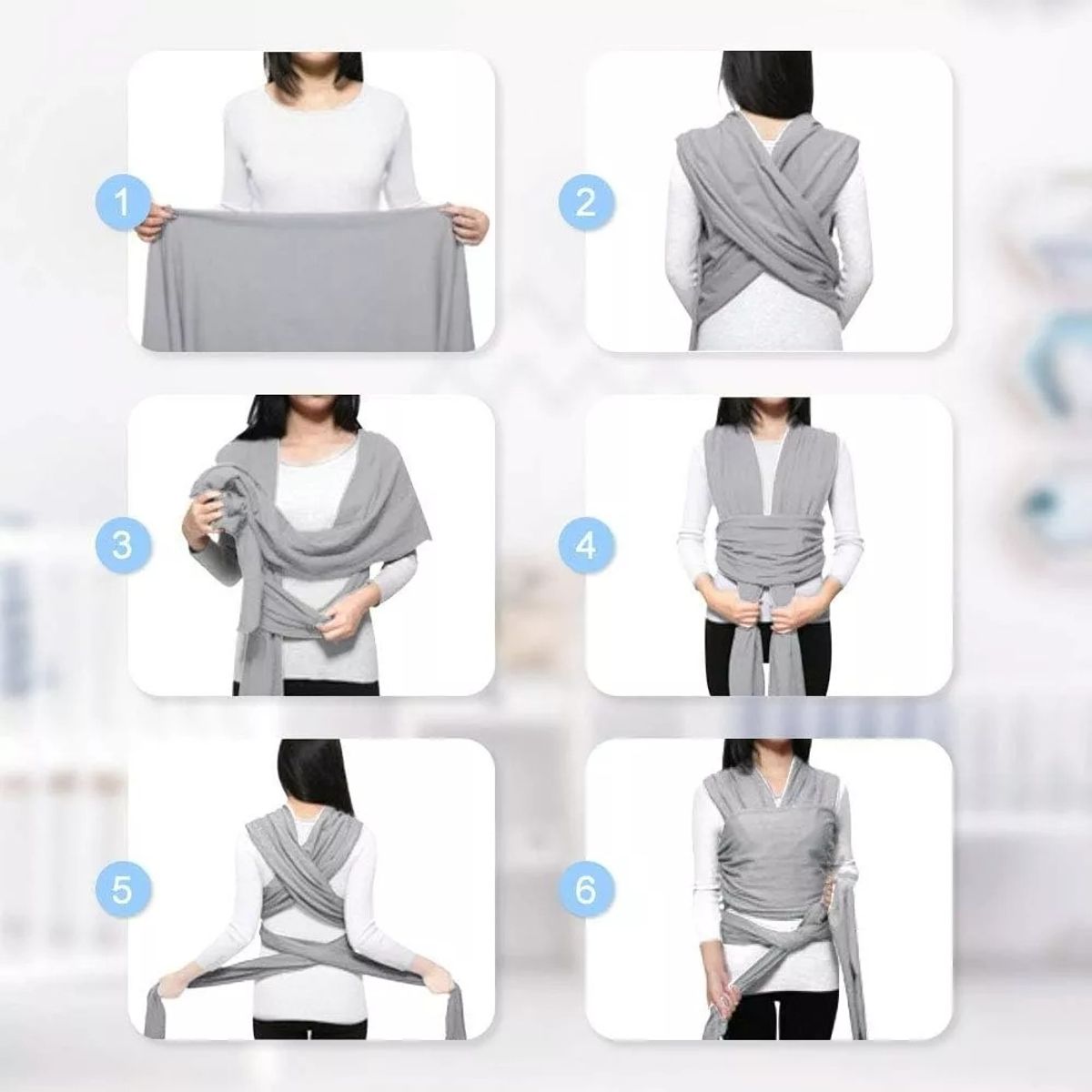 GENERICO - Fular Porta Bebé Semi Elasticado Gris