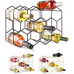 GENERICO - Porta Vino Botellas Rack Metálico Plegable 11 Botellas