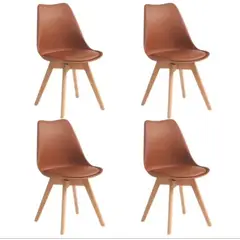 GENERICO - Pack 4 Silla de comedor acolchada Tulip Cafe