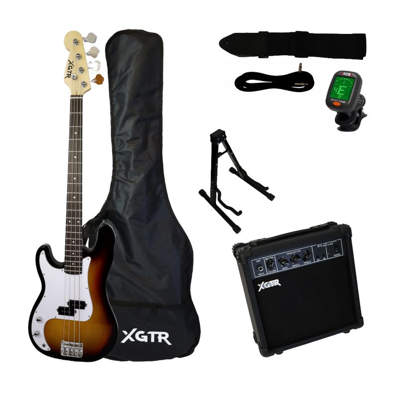XGTR - Pack Bajo Eléctrico LeftHand Precision SunBurst,Amp 15w XGTR