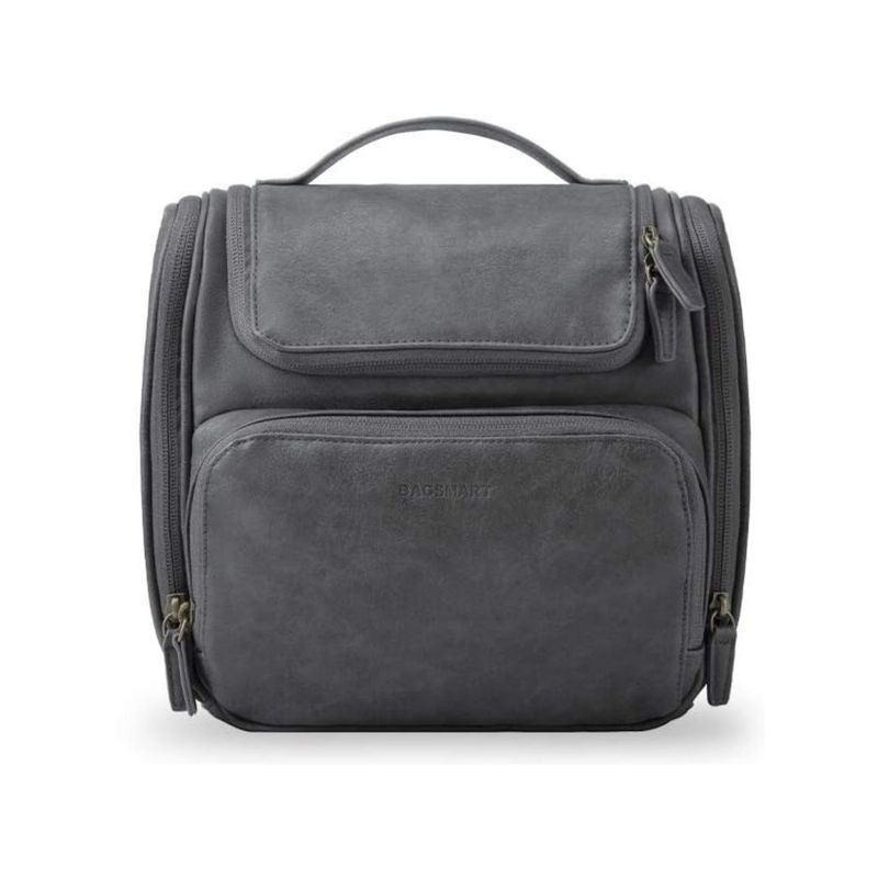 BAGSMART - Bagsmart Neceser de Viaje Compacto en Cuero Sintético Gris