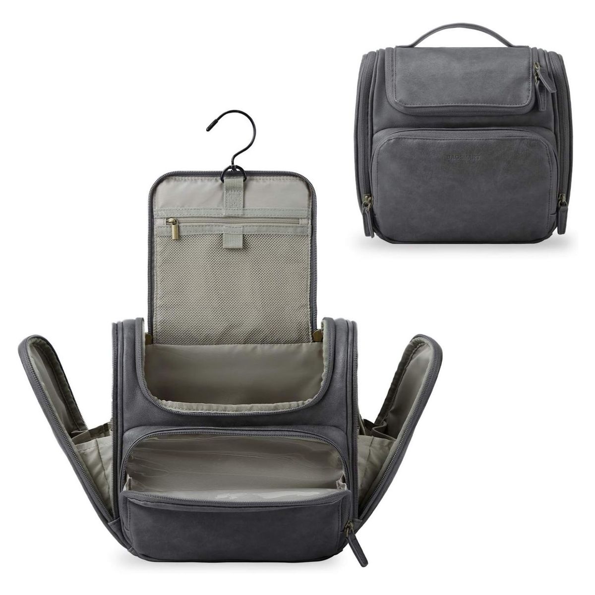 BAGSMART - Bagsmart Neceser de Viaje Compacto en Cuero Sintético Gris