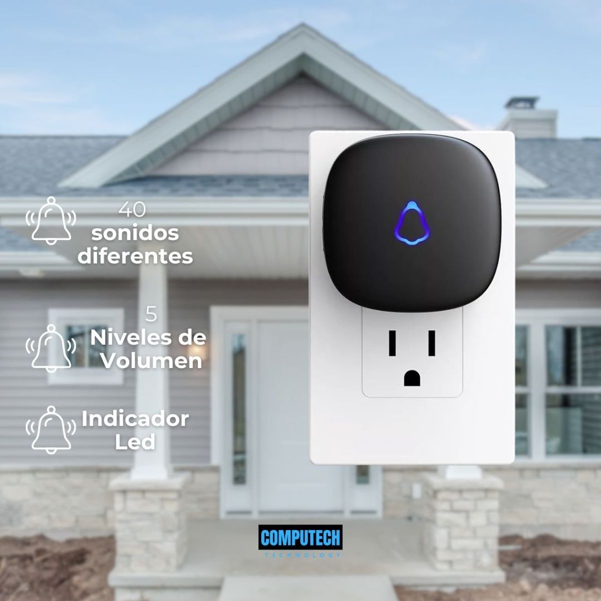 GENERICO - Timbre Inalambrico Portatil Para Exteriores  Interiores