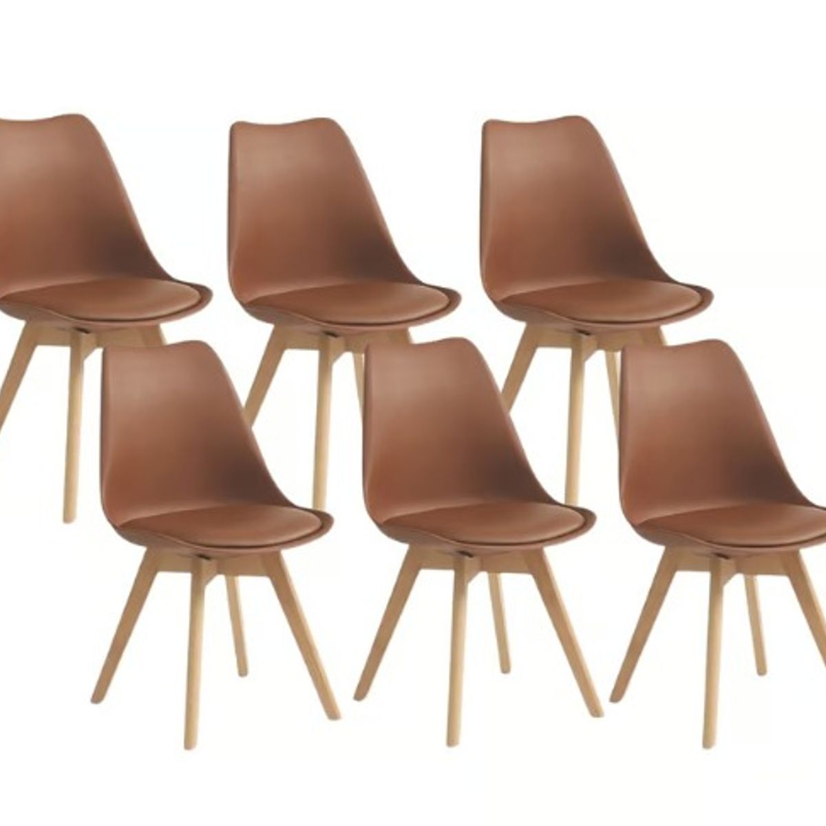 HABITA2 CHILE - Pack de 6 sillas de comedor acolchada Tulip Café