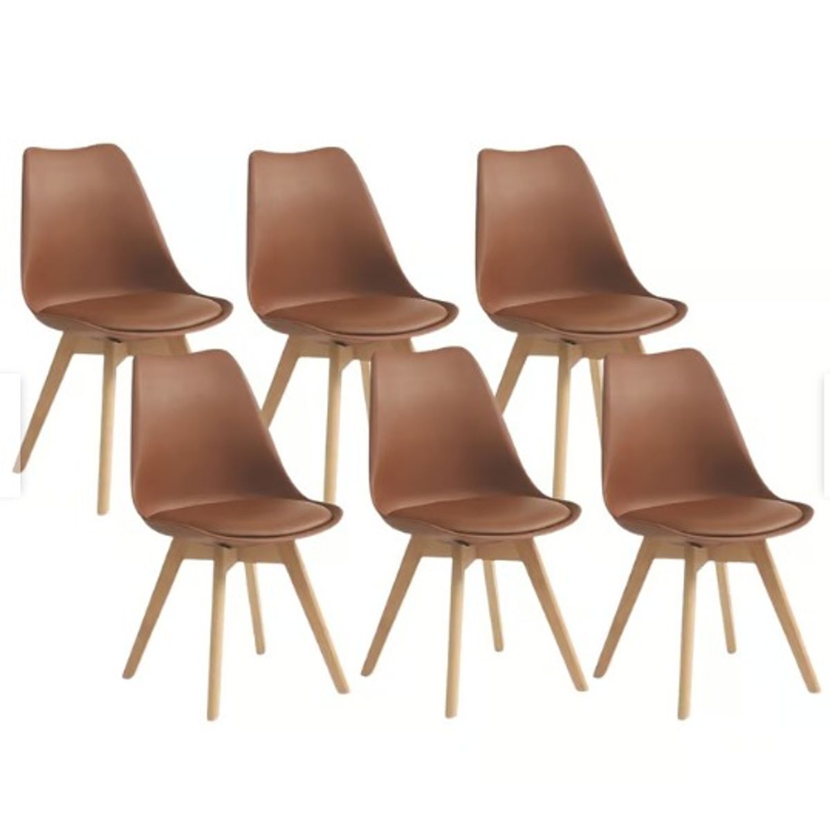 HABITA2 CHILE - Pack de 6 sillas de comedor acolchada Tulip Café