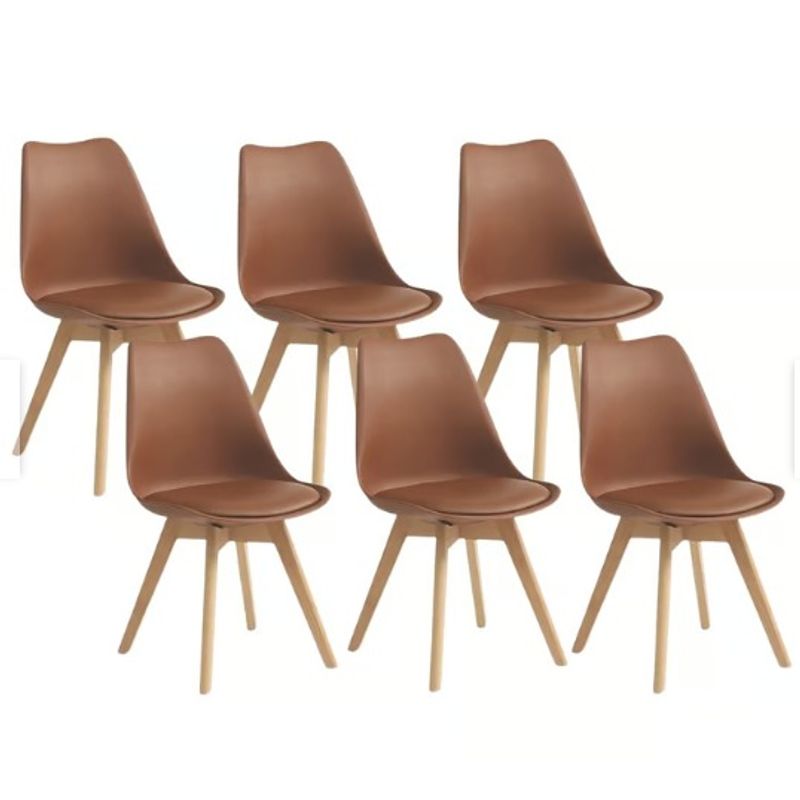 GENERICO - Pack de 6 sillas de comedor acolchada Tulip Café