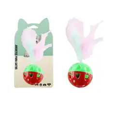 GENERICO - Juguete Para Gato Pelota De Plástico Con Plumas