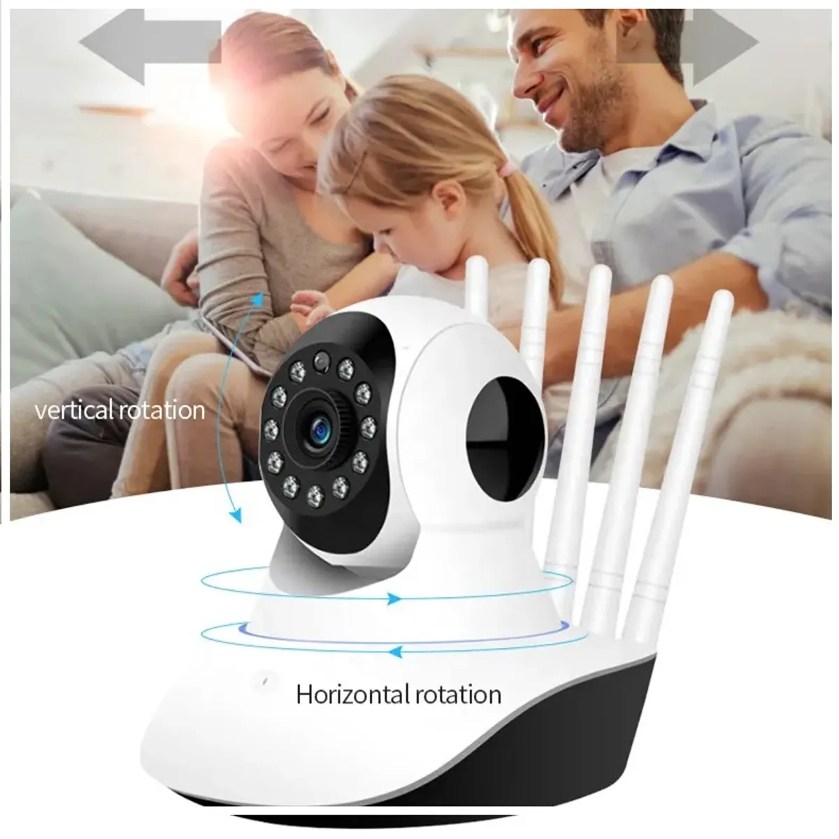 GENERICO - Cámara de Seguridad con Rotación 360°, Full HD 1080P  Audio Bidireccional WIFI Visión Nocturna