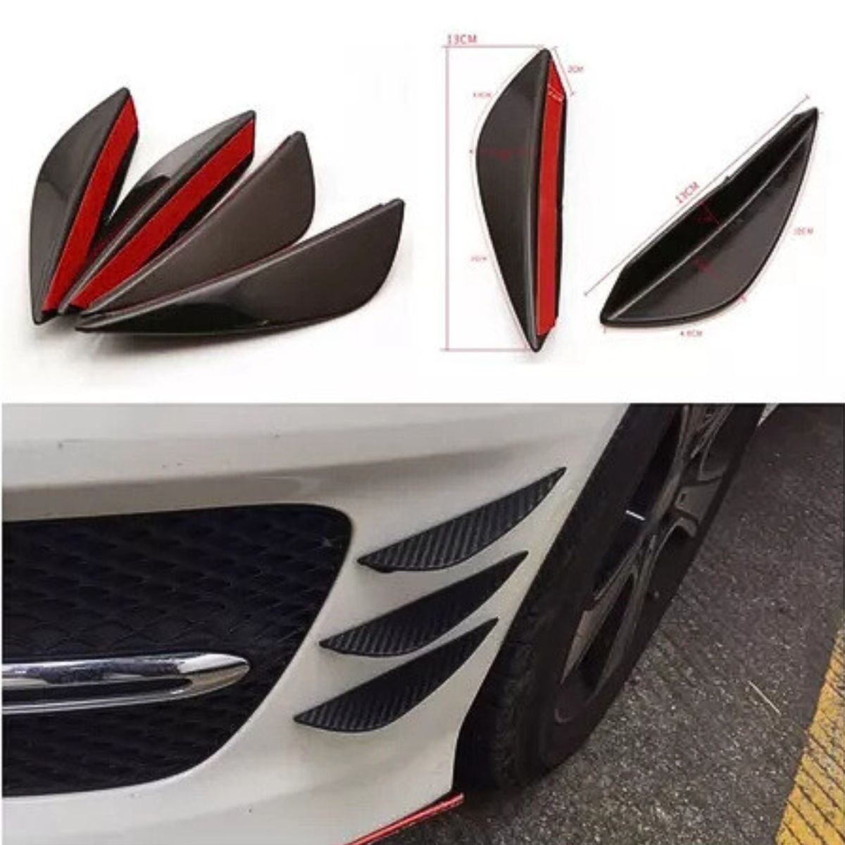 GENERICO - X4 Difusor Mini Aleta Parachoque Adhesivo Tuning Autos