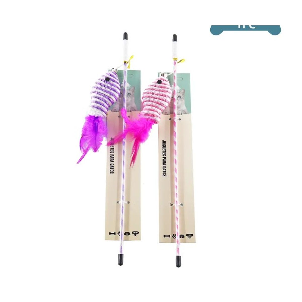 GENERICO - Juguete Para Gato Varita Con Pez De Nylon Color Aleatorio
