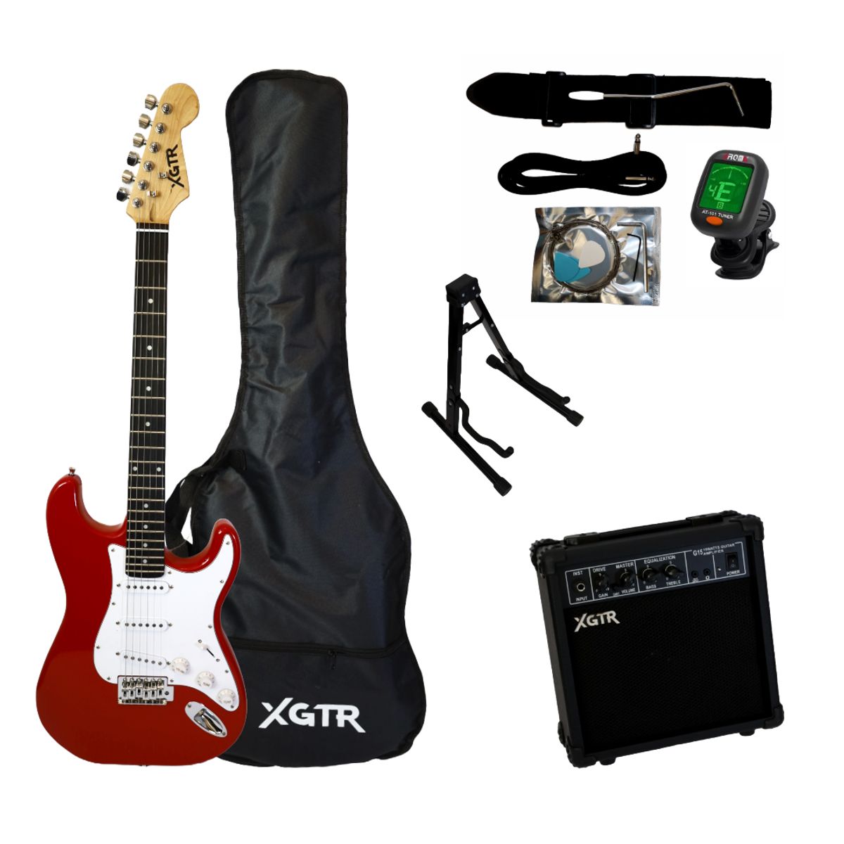 XGTR - Pack Guitarra Eléctrica Red ST111 RD, Amp 15w XGTR