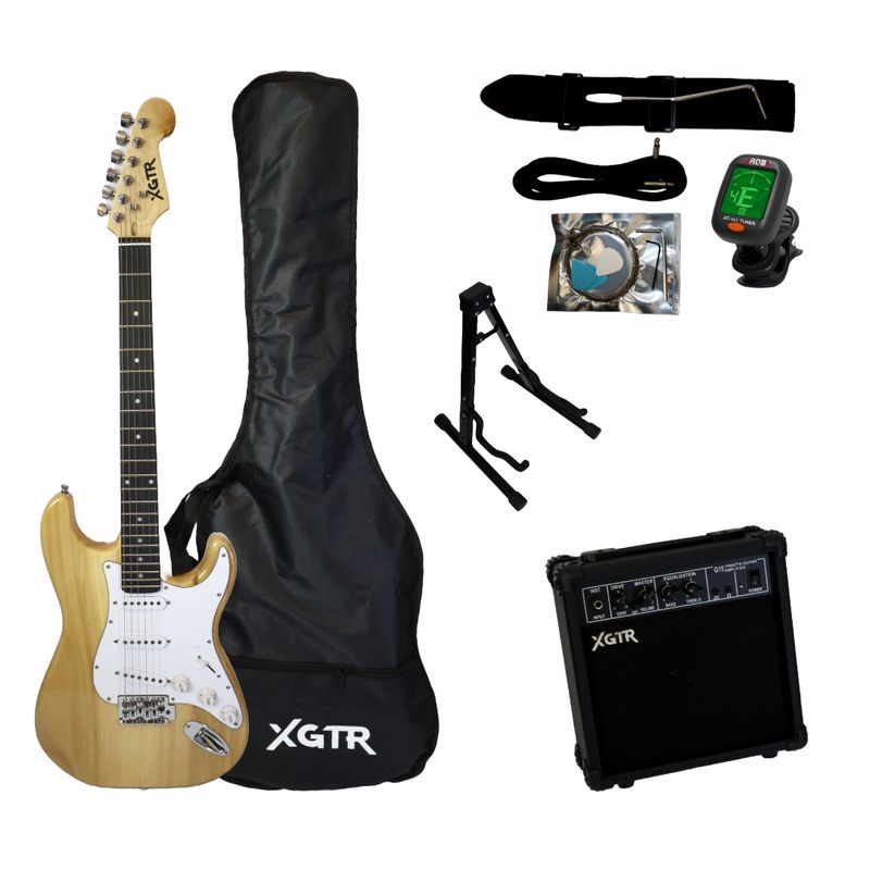 XGTR - Pack Guitarra Eléctrica Natural ST111 NT, Amp 15w XGTR