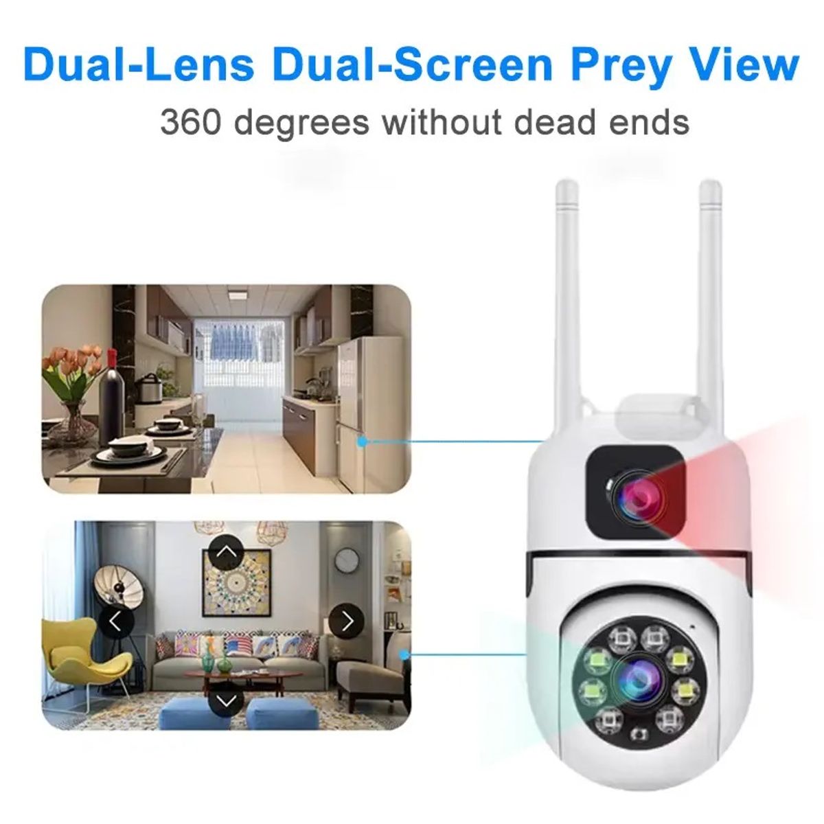 GENERICO - Cámara Seguridad WIFI Auto Tracking Inteligente Visión Nocturna Rotación 360° Lente Dual 1080 FullHD