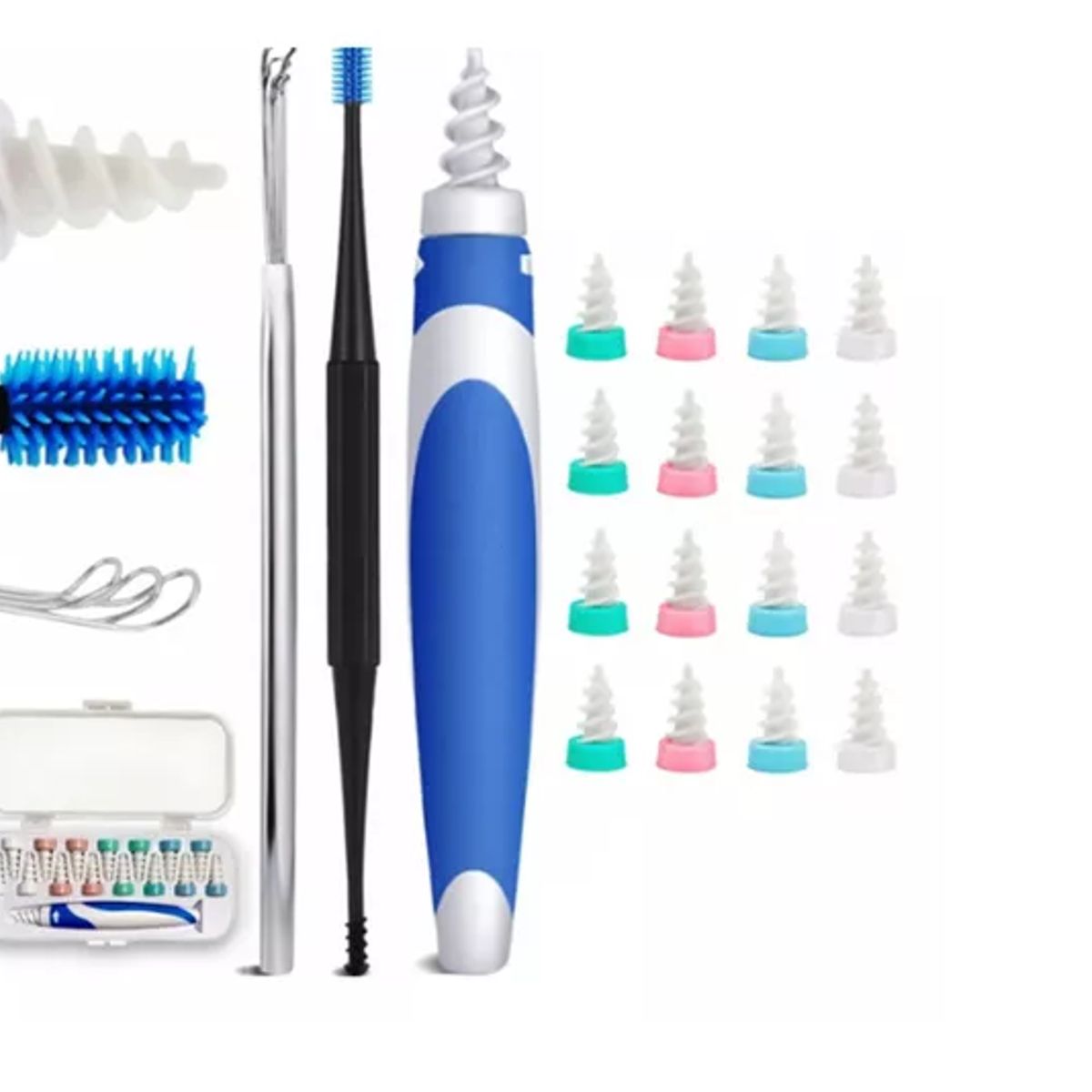 GENERICO - Equipo Limpiador Oídos Cerilla, 16 Punta Espiral Silicona