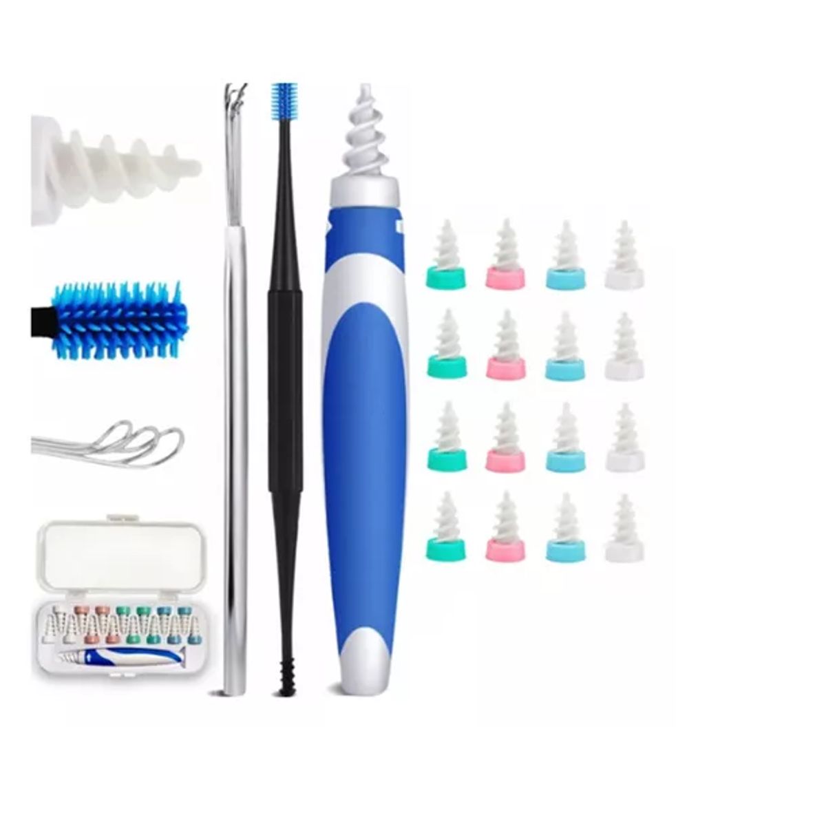 GENERICO - Equipo Limpiador Oídos Cerilla, 16 Punta Espiral Silicona