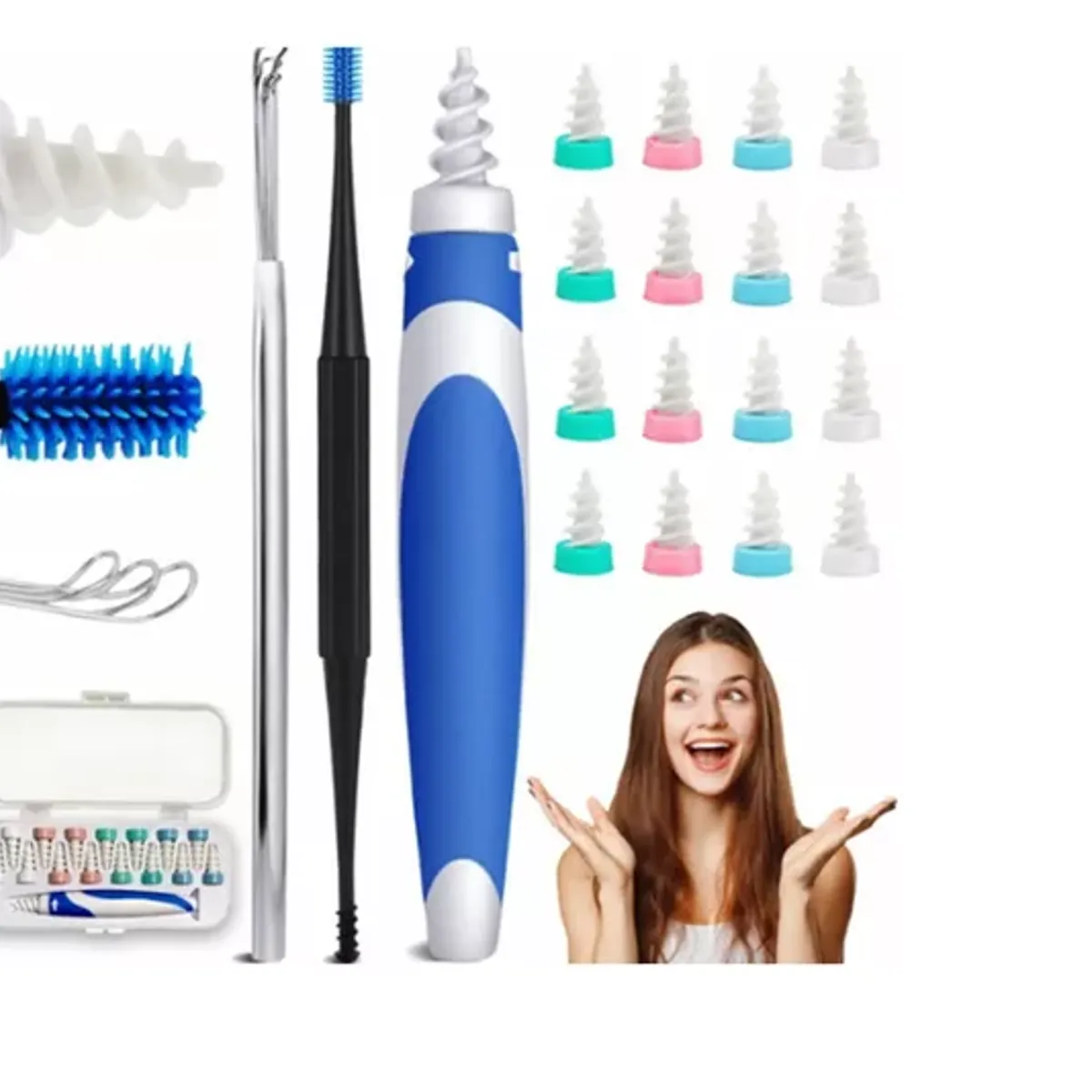 GENERICO - Equipo Limpiador Oídos Cerilla, 16 Punta Espiral Silicona