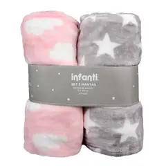 INFANTI - Pack 2 Mantas Polar 75x100cm Rosado