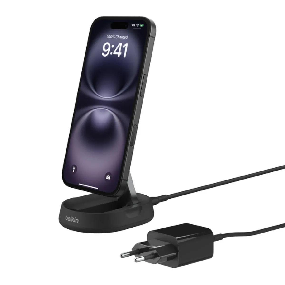 BELKIN - Base de carga 2 en 1 inalámbrica plegable Qi2 15 W Negra