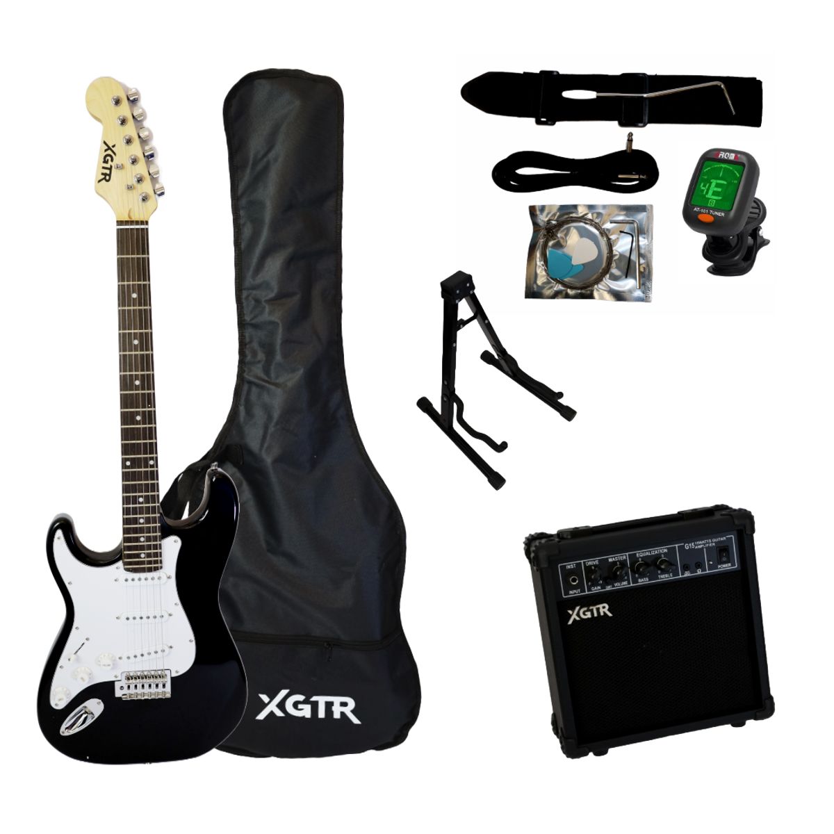 XGTR - Pack Guitarra Eléctrica Left Hand Black ST111, Amp 15w XGTR