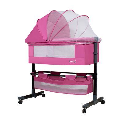 Imagen 2 del producto Cuna Colecho Cozy con Colchón Mosquitero y Canasto Rosa Huvi