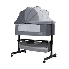 BEBESIT - Cuna Colecho Cozy con Colchón Mosquitero y Canasto Gris Huvi
