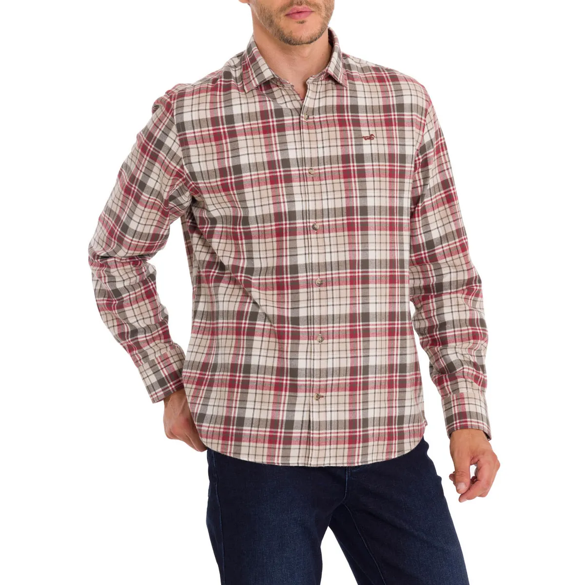 ROCKFORD - Camisa Algodón Orgánico Hombre Flannel Rojo ROCKFORD