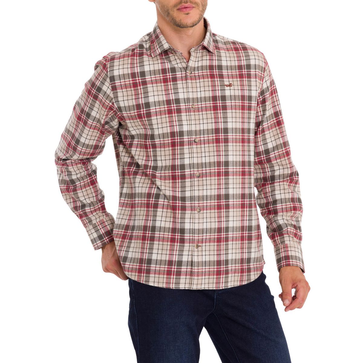 ROCKFORD - Camisa Algodón Orgánico Hombre Flannel Rojo ROCKFORD
