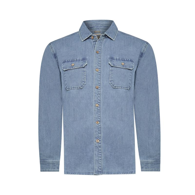 ROCKFORD - Camisa Algodón Hombre Denim Azul ROCKFORD