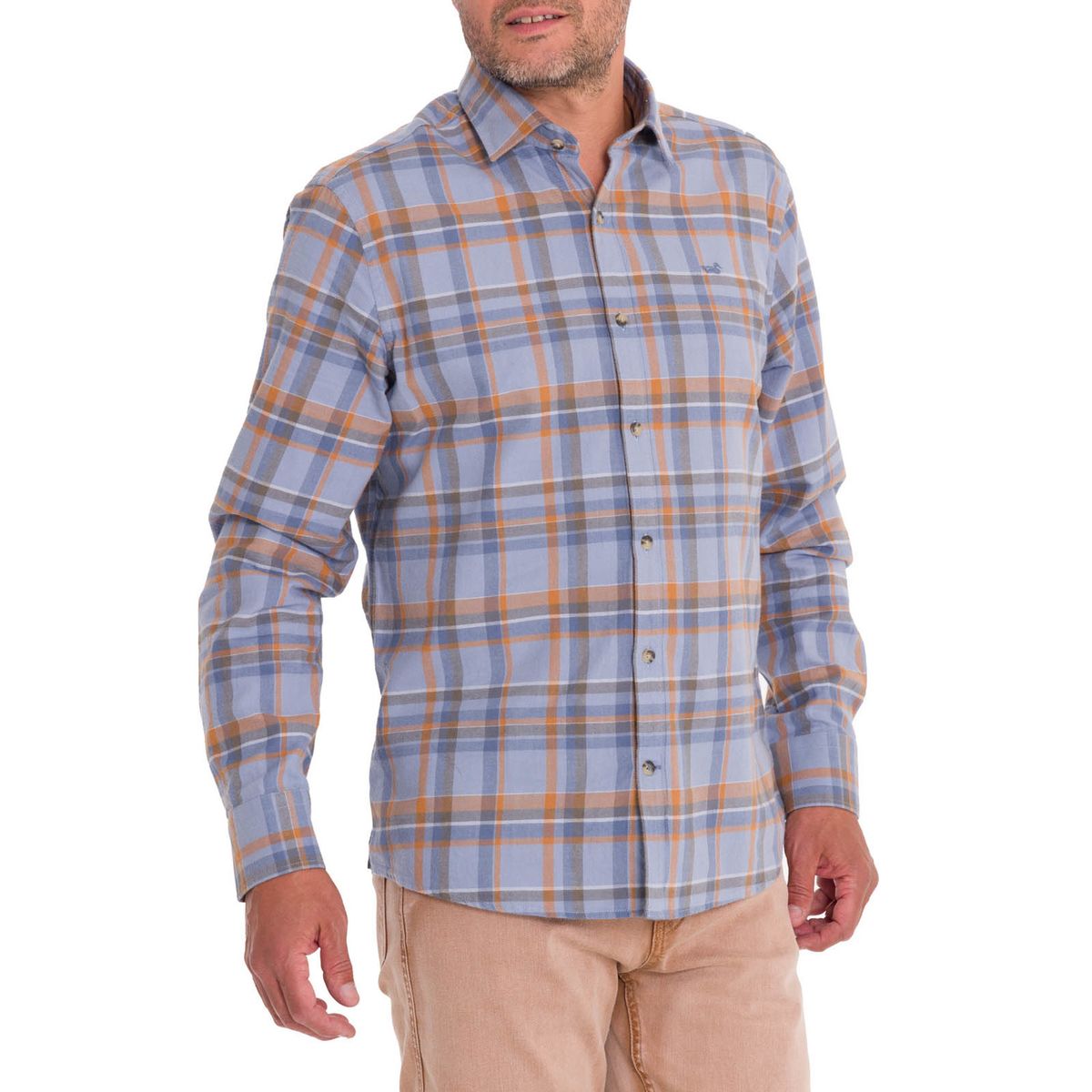 ROCKFORD - Camisa Algodón Orgánico Hombre Flannel Azul ROCKFORD