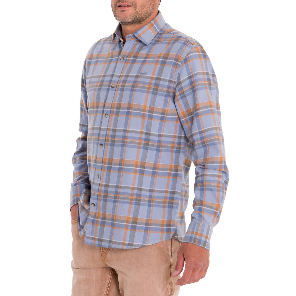 ROCKFORD - Camisa Algodón Orgánico Hombre Flannel Azul ROCKFORD