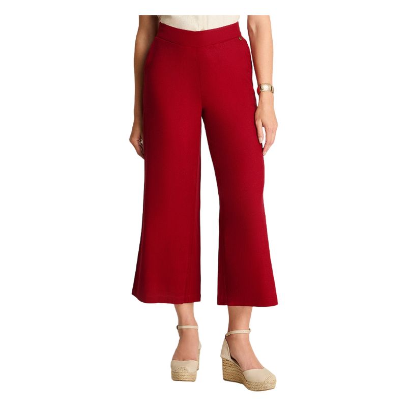 CURVI - Pantalón Palazzo Medio Elástico Rojo