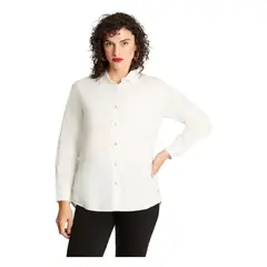 CURVI - Blusa Manga Larga Algodón Basica Blanco