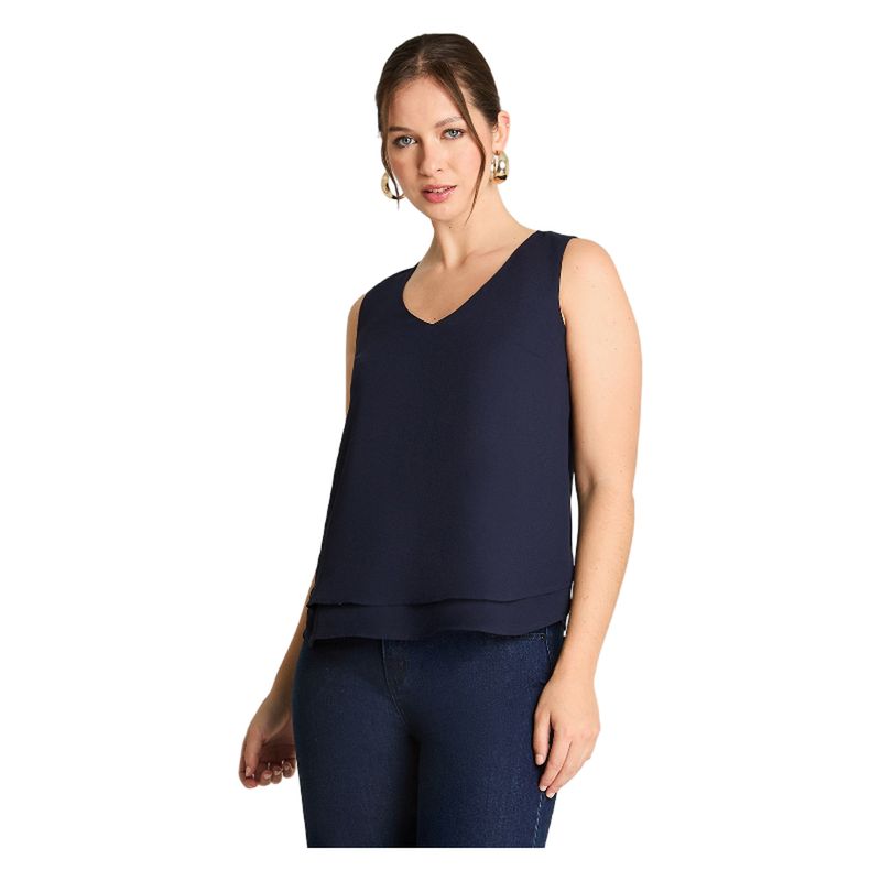 LORENZO DI PONTTI - Blusa Sin Mangas Con Capas Azul