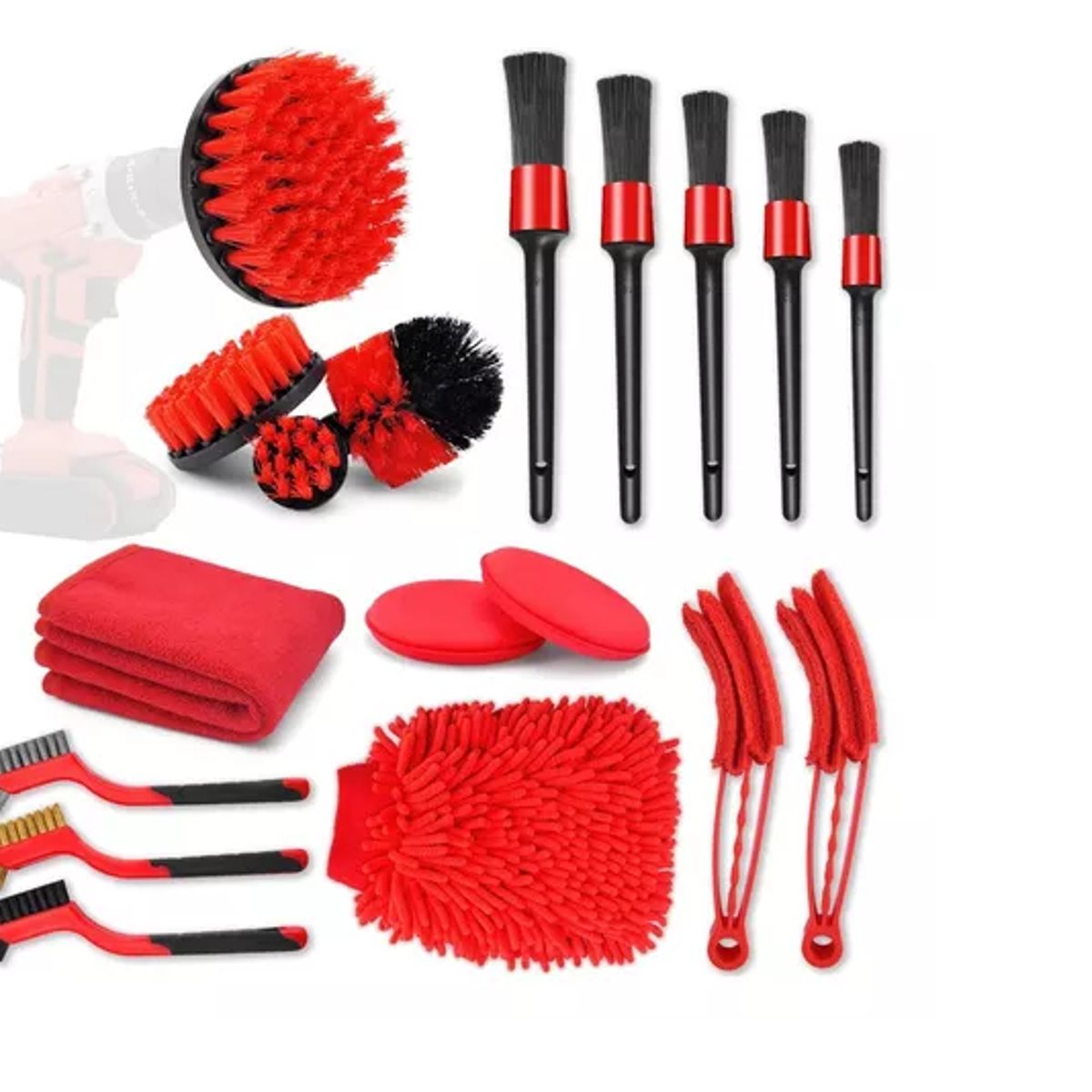 GENERICO - Kit 18 Piezas Limpieza De Auto Interior Y Exterior