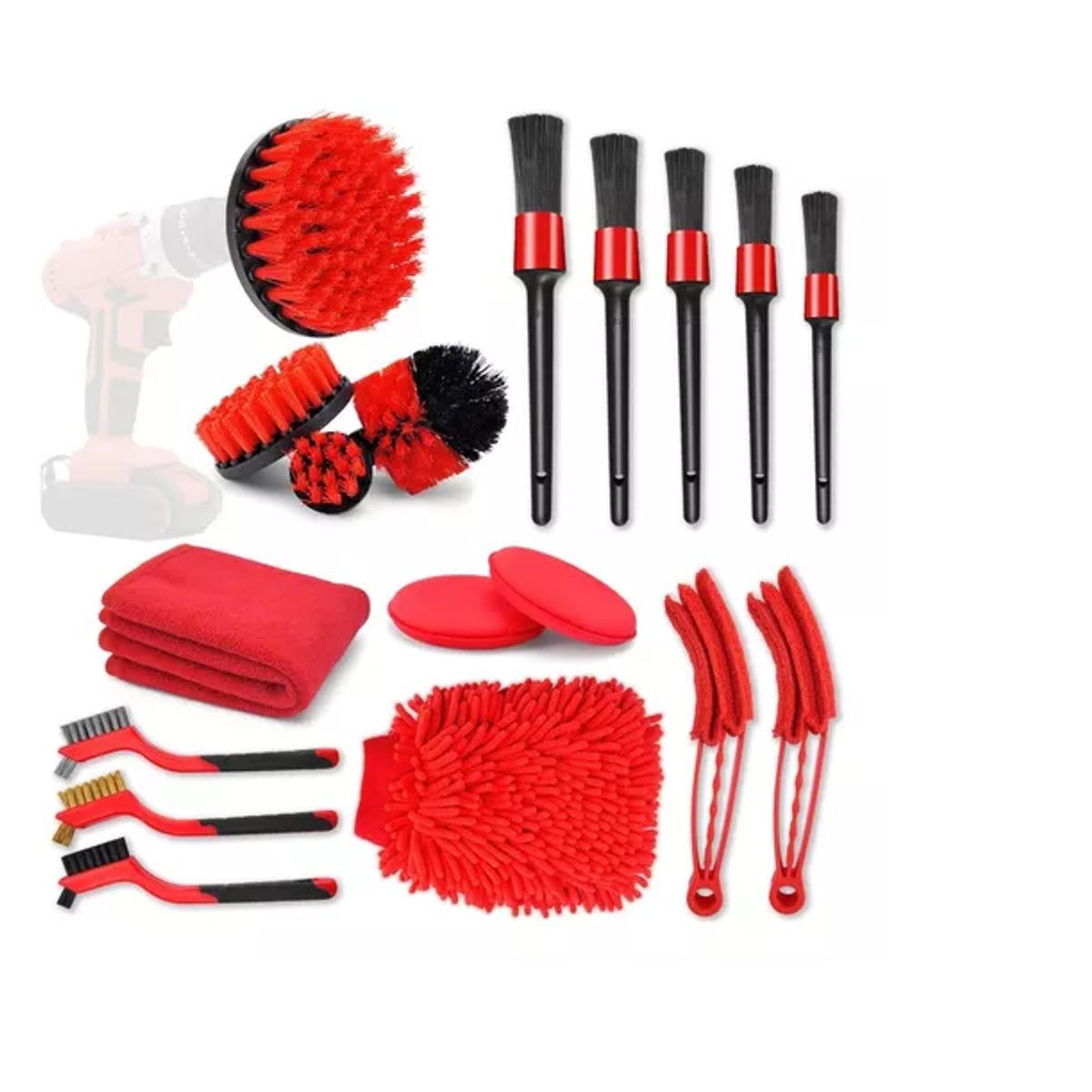 GENERICO - Kit 18 Piezas Limpieza De Auto Interior Y Exterior