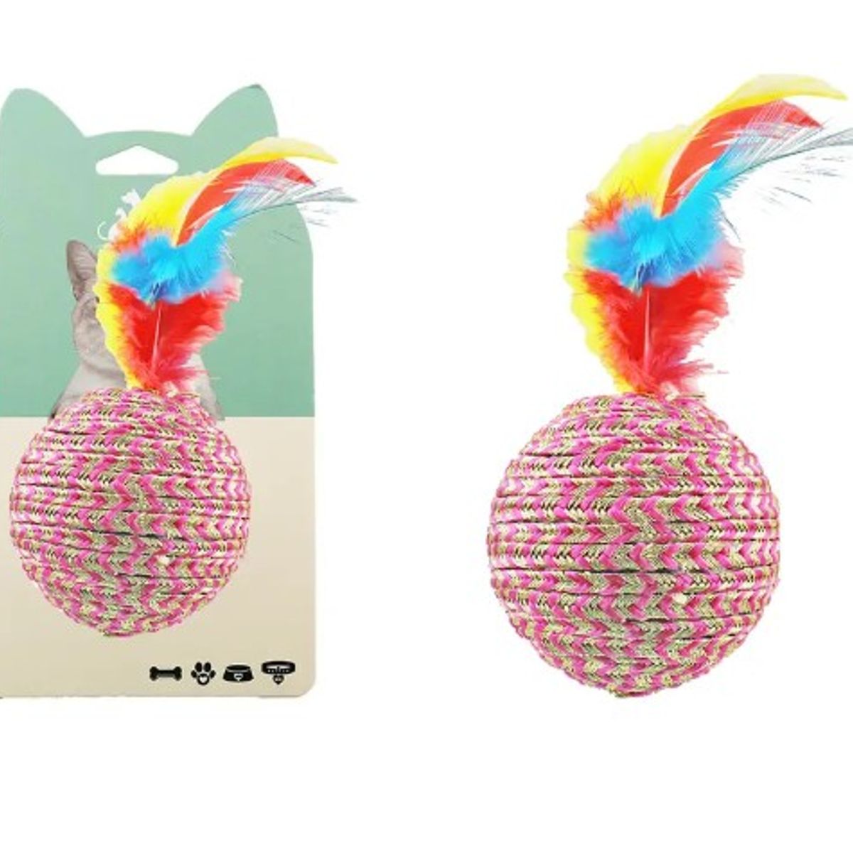 GENERICO - Juguete Para Gato Pelota Con Pluma