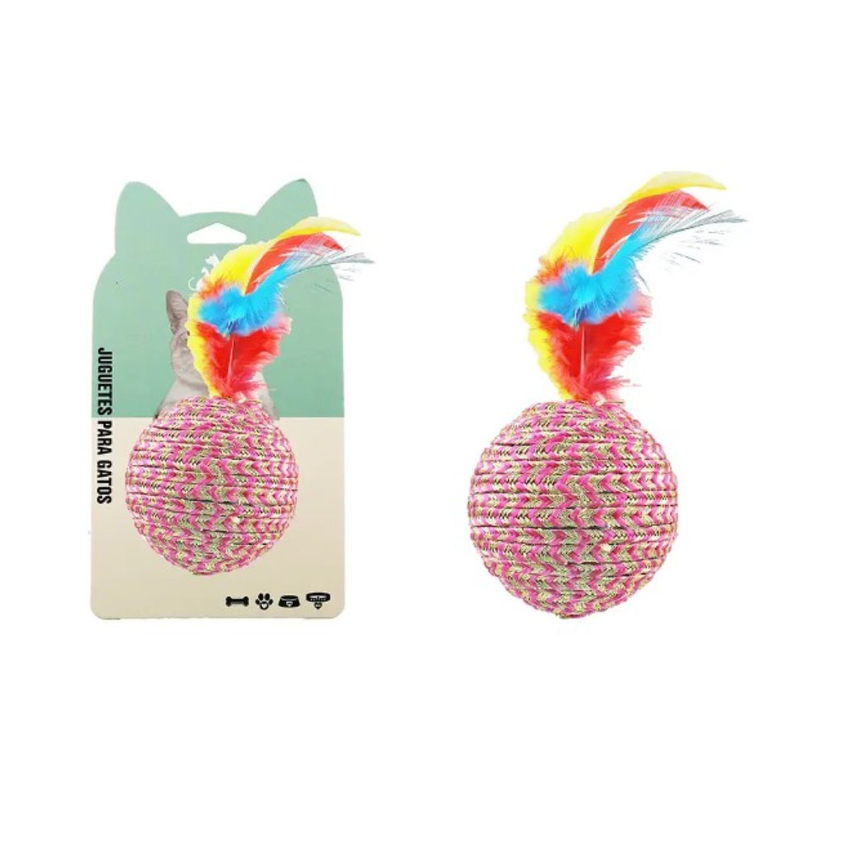 GENERICO - Juguete Para Gato Pelota Con Pluma
