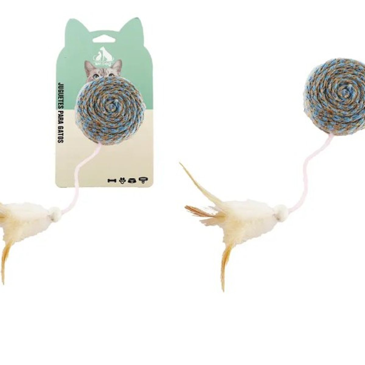 GENERICO - Juguete Para Gato Lino Redondo Con Pluma