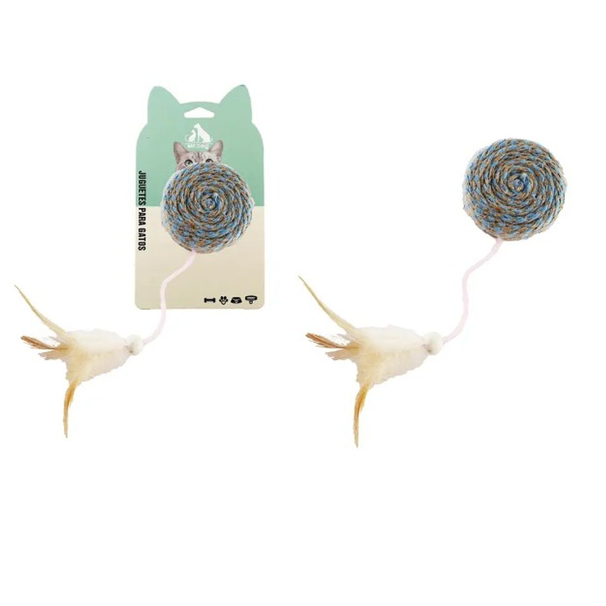 GENERICO - Juguete Para Gato Lino Redondo Con Pluma