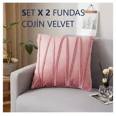 COMPRAPO - Set X 2 Fundas para Cojín Terciopelo Zig Zag Rosa 45x45 Cm.